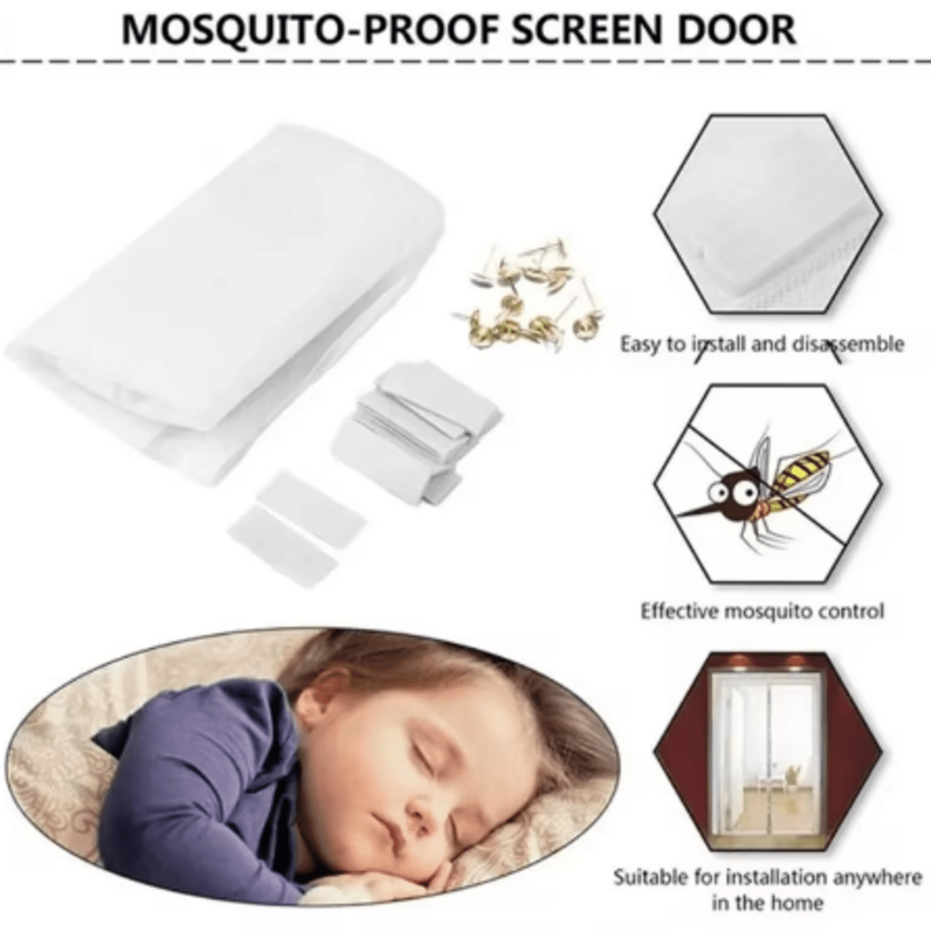 Mosquitera magnética de cierre automático, malla Invisible para puerta - 2