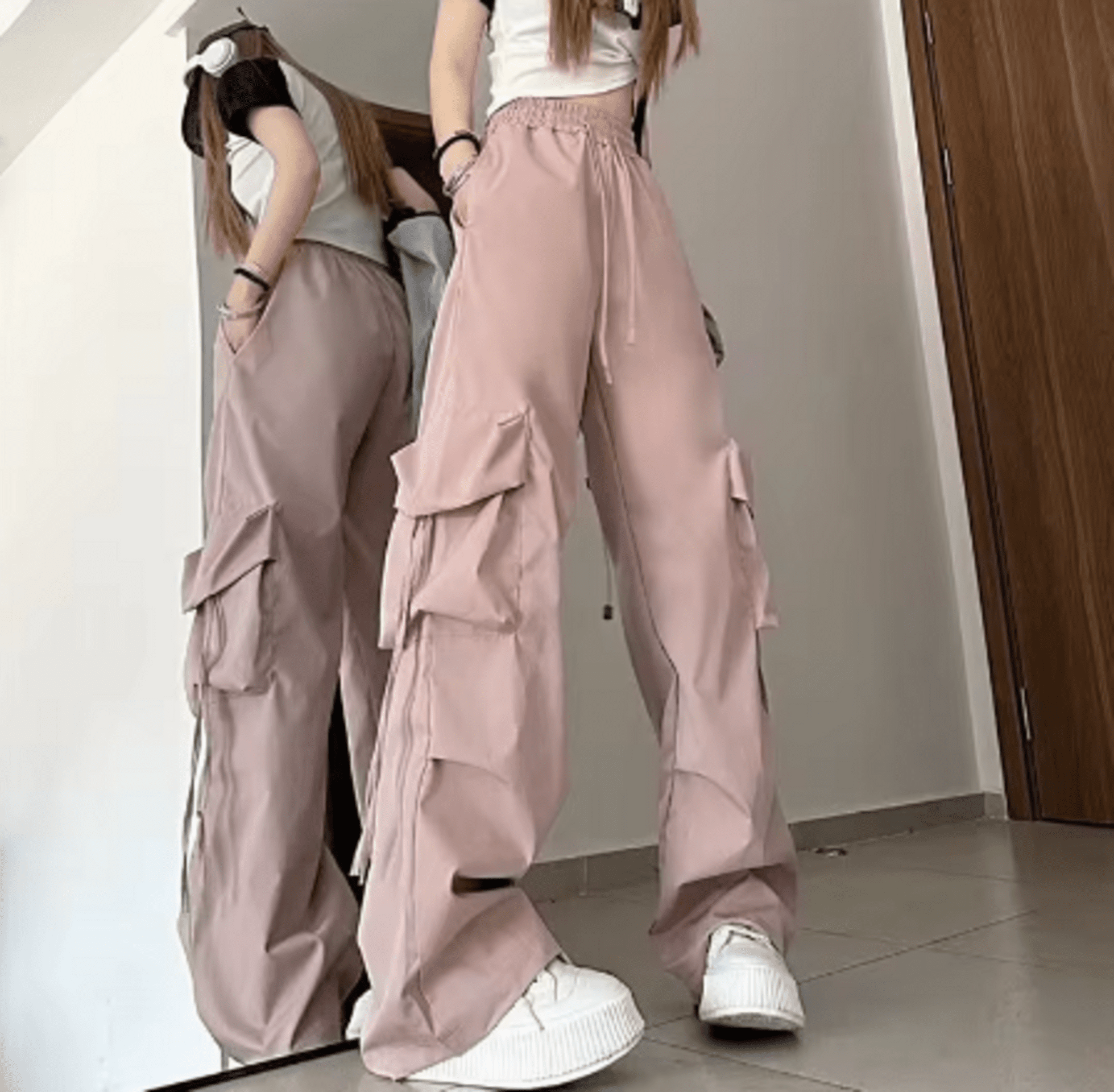 Pantalones Cargo Y2K para mujer, ropa de calle de cintura alta, pantalones - 2