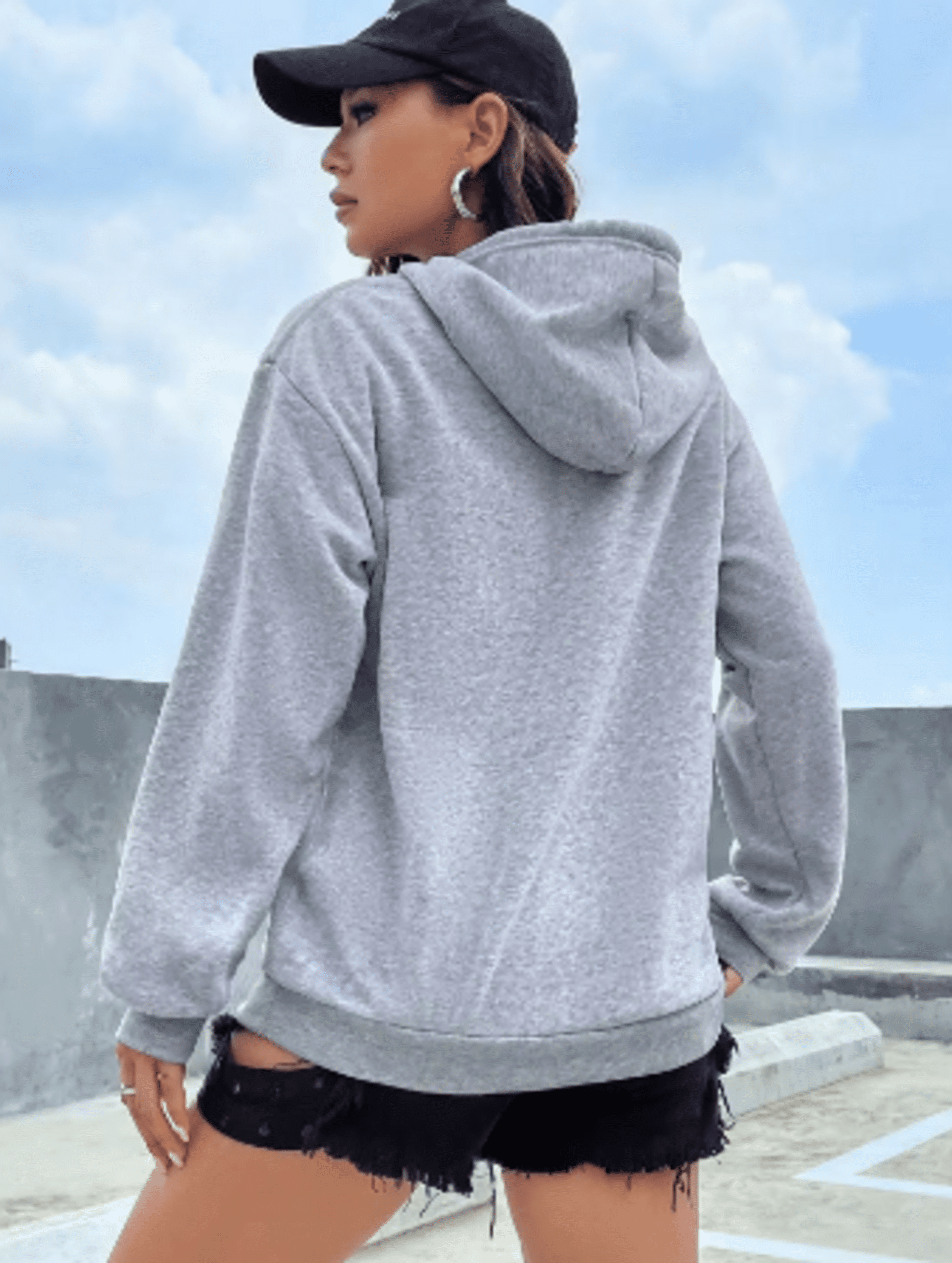 Sudadera con capucha informal de Color liso para mujer, sudaderas creativas - 2